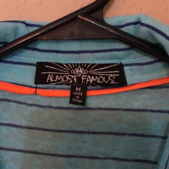 Light blue and navy striped button up shirt - Picture 5 of 8